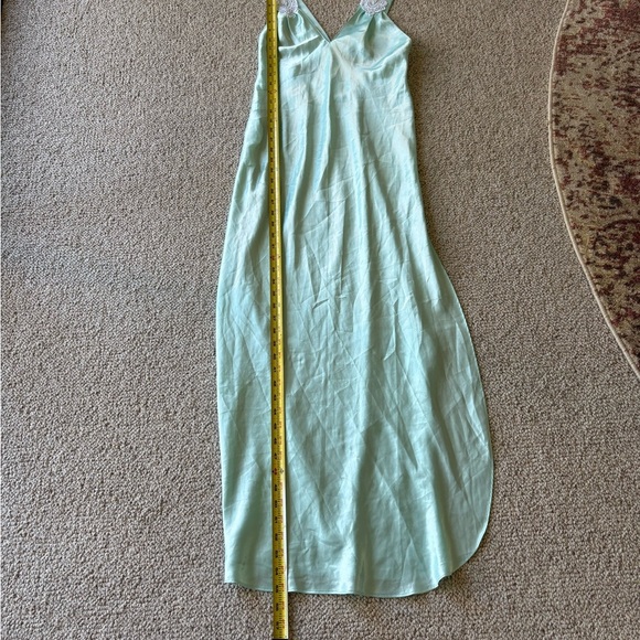 Vintage Jessica Lynn Seafoam Green Slip Dress S | Lace Appliqué | Cottagecore - Picture 14 of 15